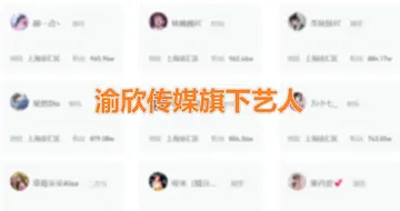 渝欣传媒旗下快手达人艺人列表